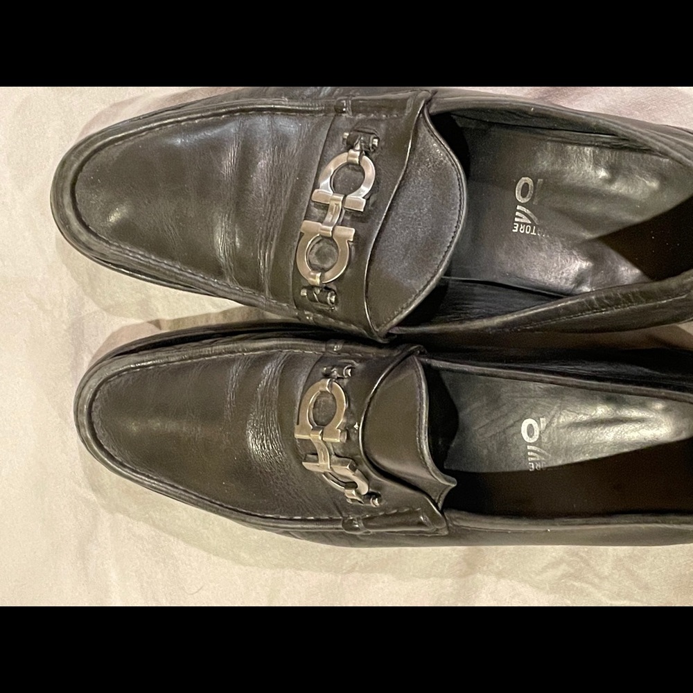 black leather loafers by salvatore ferragamo